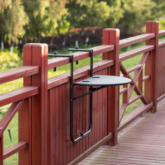 Indoor and Outdoor Rattan Decorative Plastic Foldable Balcony Table, Black {5}