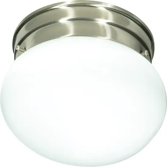 1-Light 8" Flush Mounted Outdoor Light Fixture in Brushed Nickel Finish {1}