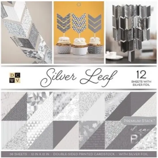 DCWV&reg;️ SILVER LEAF PAPER STACK 12"X12" 12/PKG PS-005-00565 {2}