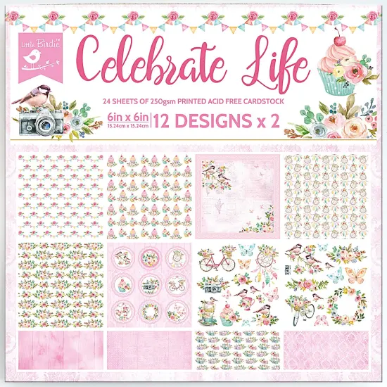 Little Birdie Cardstock Pack 6"X6" 24/Pkg-Celebrate Life {1}