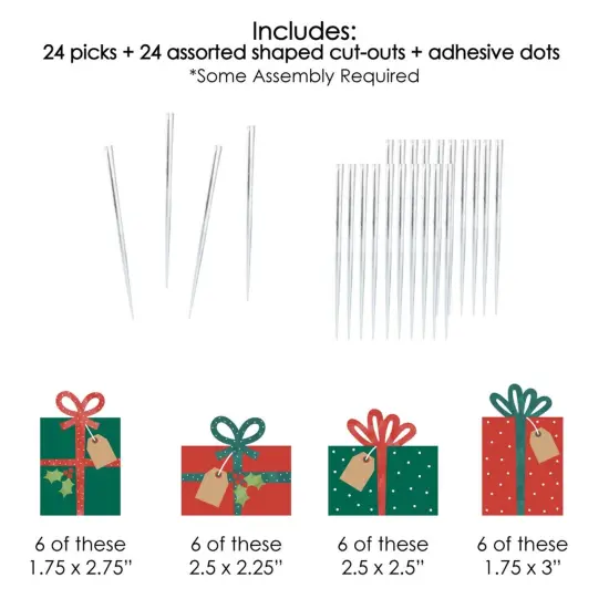 Big Dot of Happiness Happy Holiday Presents - Dessert Cupcake Toppers - Christmas Party Clear Treat Picks - Set of 24 {7}
