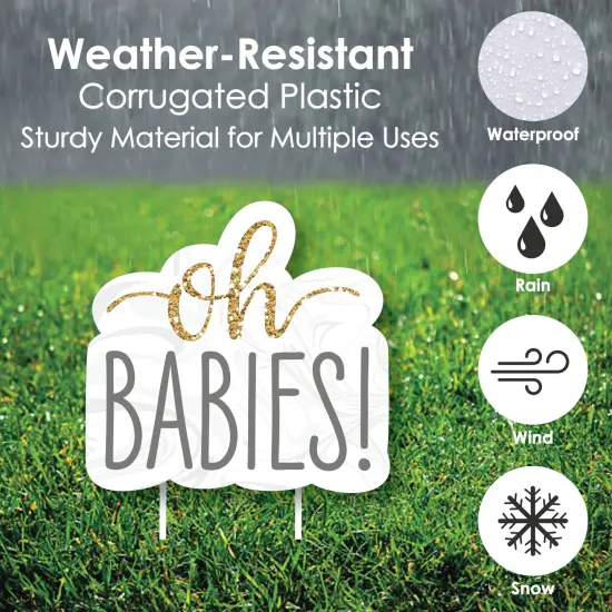 Big Dot of Happiness It's Twins - Lawn Decorations - Outdoor Gold Twins Baby Shower Yard Decorations - 10 Piece {6}