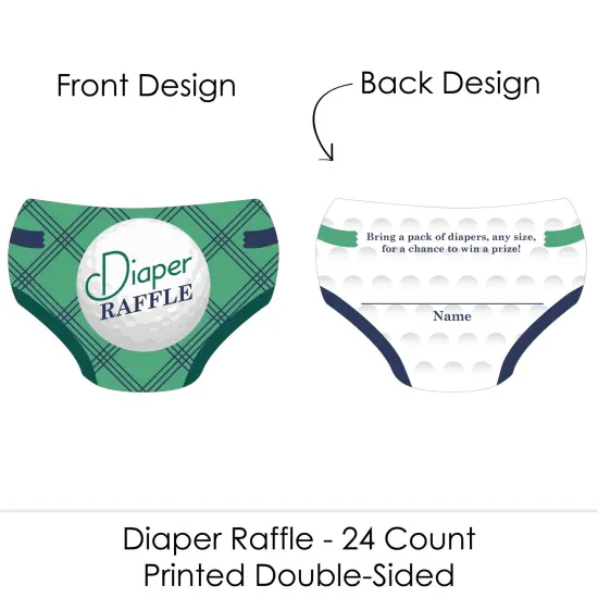 Big Dot of Happiness Par-Tee Time - Golf - Diaper Shaped Raffle Ticket Inserts - Baby Shower Activities - Diaper Raffle Game - Set of 24 {3}