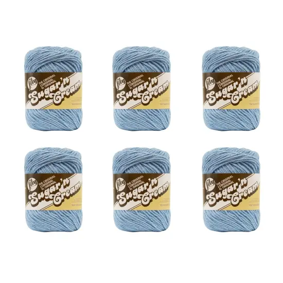 Lily Sugar'N Cream Light Blue Yarn - 6 Pack of 71g/2.5oz - Cotton - 4 Medium (Worsted) - 120 Yards - Knitting/Crochet {1}