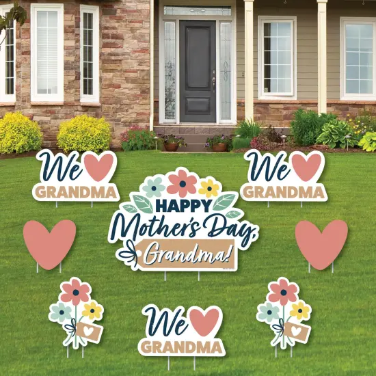 Big Dot of Happiness Grandma, Happy Mother's Day - Yard Sign and Outdoor Lawn Decorations - We Love Grandmother Yard Signs - Set of 8 {1}