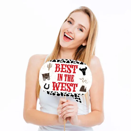 Big Dot of Happiness Western Hoedown - Wild West Cowboy Party Photo Booth Props Kit - 20 Count {4}