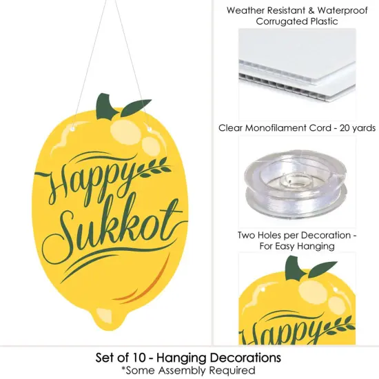 Big Dot of Happiness Hanging Sukkot - Outdoor Sukkah Hanging Porch & Tree Yard Decorations - 10 Pieces {6}