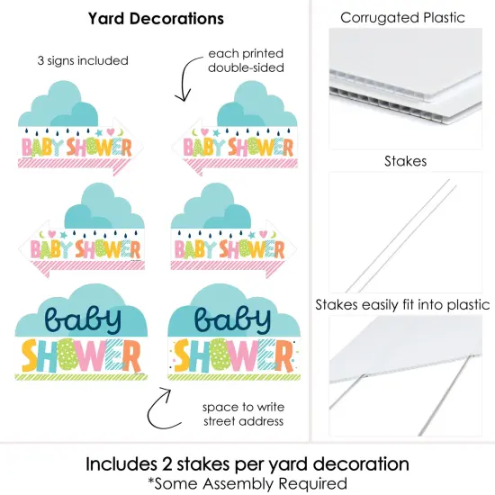 Big Dot of Happiness Colorful Baby Shower - Gender Neutral Party Yard Sign with Stakes - Double Sided Outdoor Lawn Sign - Set of 3 {7}