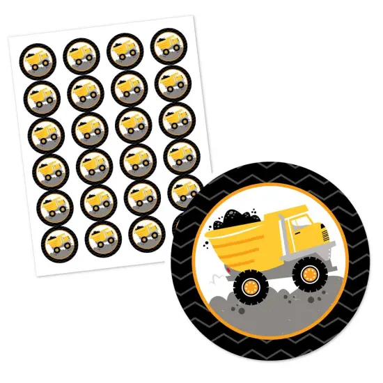 Big Dot of Happiness Dig It - Construction Party Zone - Baby Shower or Birthday Party Circle Sticker Labels - 24 Count {3}