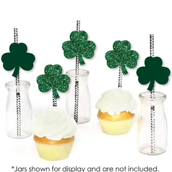 Big Dot of Happiness St. Patrick's Day Paper Straw Decor - Saint Paddy's Day Party Striped Decorative Straws - Set of 24 {6}