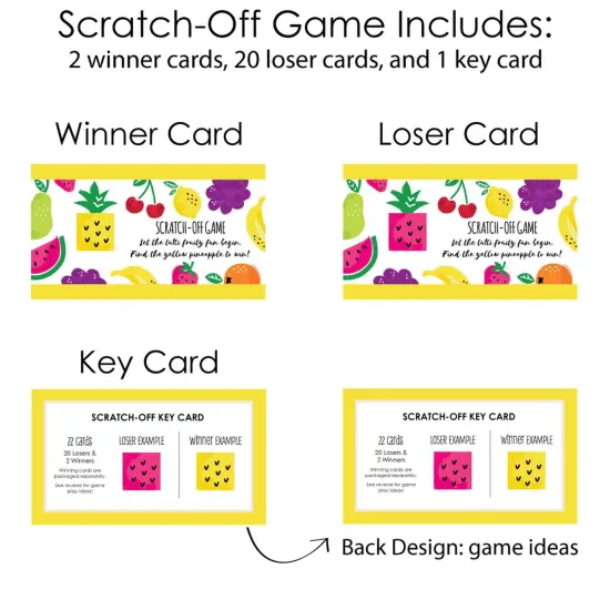 Big Dot of Happiness Tutti Fruity - Party Decorations Frutti Summer Baby Shower or Birthday Party Game Scratch Off Cards - 22 Count {6}