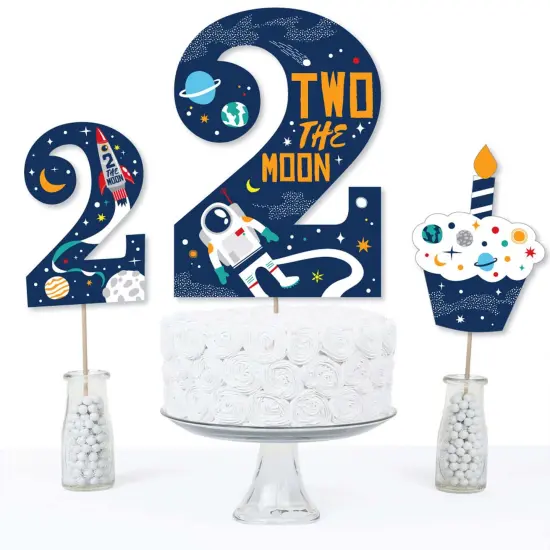 Big Dot of Happiness 2nd Birthday Two The Moon - Outer Space Second Birthday Party Centerpiece Sticks - Table Toppers - Set of 15 {4}