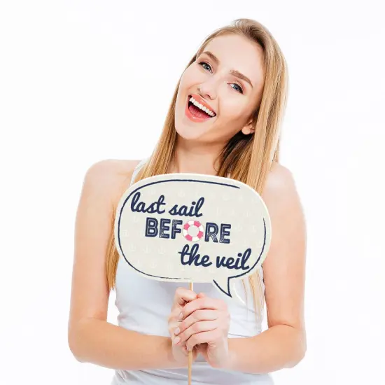 Big Dot of Happiness Nautical Bachelorette - Last Sail Before the Veil Bachelorette Party Photo Booth Props Kit - 20 Count {4}