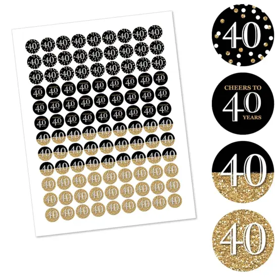 Big Dot of Happiness Adult 40th Birthday - Gold - Round Candy Sticker Party Favors - Labels Fits Chocolate Candy (1 sheet of 108) {3}