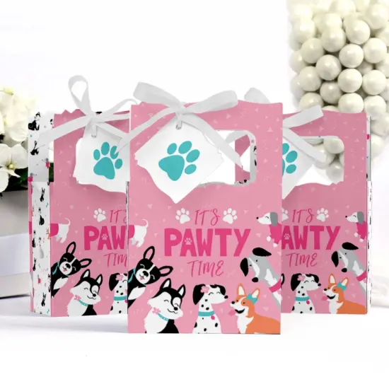 Big Dot of Happiness Pawty Like a Puppy Girl - Pink Dog Baby Shower or Birthday Party Favor Boxes - Set of 12 {4}
