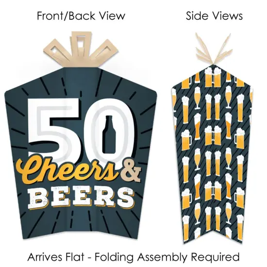 Big Dot of Happiness Cheers and Beers to 50 Years - Table Decorations - 50th Birthday Party Fold and Flare Centerpieces - 10 Count {3}