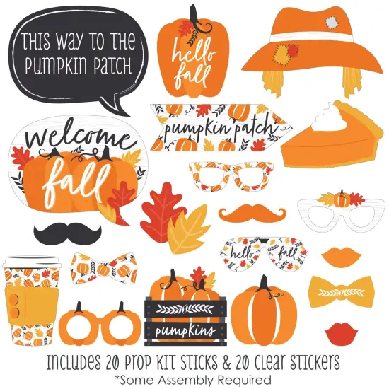 Big Dot of Happiness Fall Pumpkin - Halloween or Thanksgiving Party Photo Booth Props Kit - 20 Count {3}