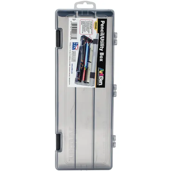 ArtBin Pencil/Utility Box-12.38"X4.875"X1.75" Translucent Charcoal {1}