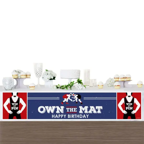 Big Dot of Happiness Own the Mat - Wrestling - Happy Birthday Decorations Party Banner {4}