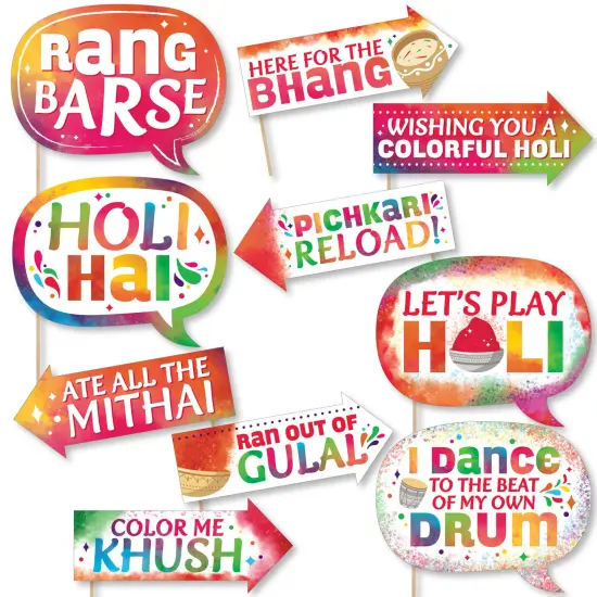 Big Dot of Happiness Funny Holi Hai - Festival of Colors Party Photo Booth Props Kit - 10 Piece {1}