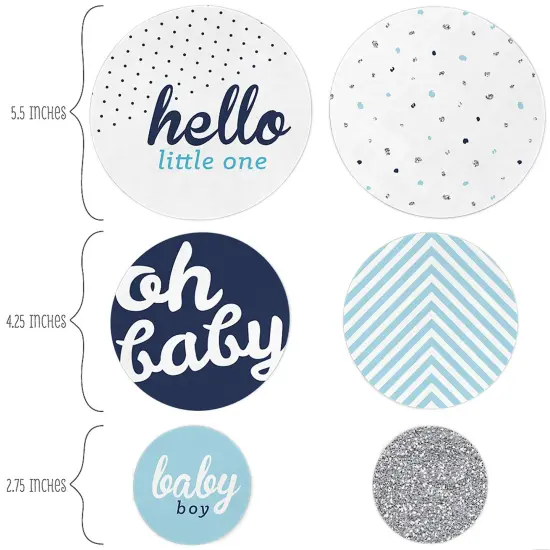 Big Dot of Happiness Hello Little One - Blue and Silver - Baby Shower Giant Circle Confetti - Boy Baby Shower Decorations - Large Confetti 27 Count {3}