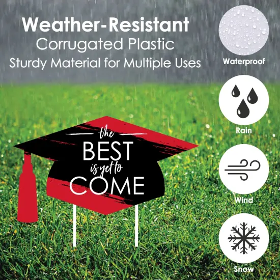 Big Dot of Happiness Red Graduation Lawn Decorations - 10 Piece {6}