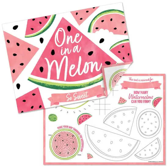 Big Dot of Happiness Sweet Watermelon - Paper Birthday Party Coloring Sheets - Activity Placemats - Set of 16 {1}
