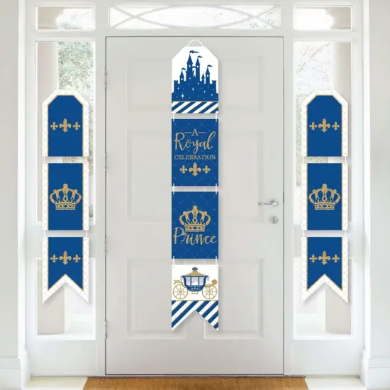 Big Dot of Happiness Royal Prince Charming - Hanging Vertical Paper Door Banners - Baby Shower or Birthday Party Wall Decor Kit - Indoor Door Decor {1}