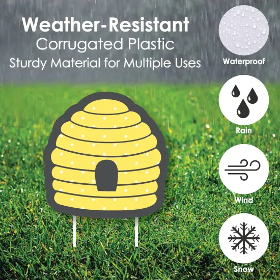 Big Dot of Happiness Honey Bee - Yard Sign & Outdoor Lawn Decorations - Baby Shower or Birthday Party Yard Signs - Set of 8 {4}