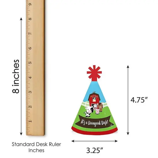 Big Dot of Happiness Farm Animals - Mini Cone Baby Shower or Birthday Party Hats - Small Little Party Hats - Set of 8 {7}