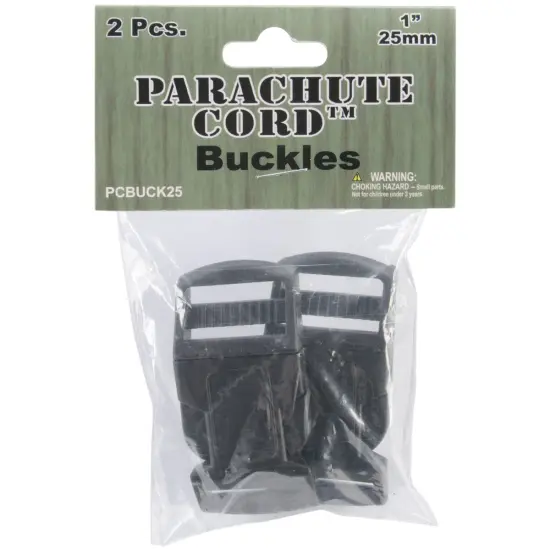 Pepperell Parachute Cord Bracelet Buckles 25mm 2/Pkg-Black {1}