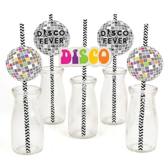 Big Dot of Happiness 70's Disco - Paper Straw Decor - 1970's Disco Fever Party Striped Decorative Straws - Set of 24 {1}