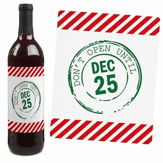 Big Dot of Happiness Santa's Special Delivery - From Santa Claus Christmas Decorations for Women and Men - Wine Bottle Label Stickers - Set of 4 {7}