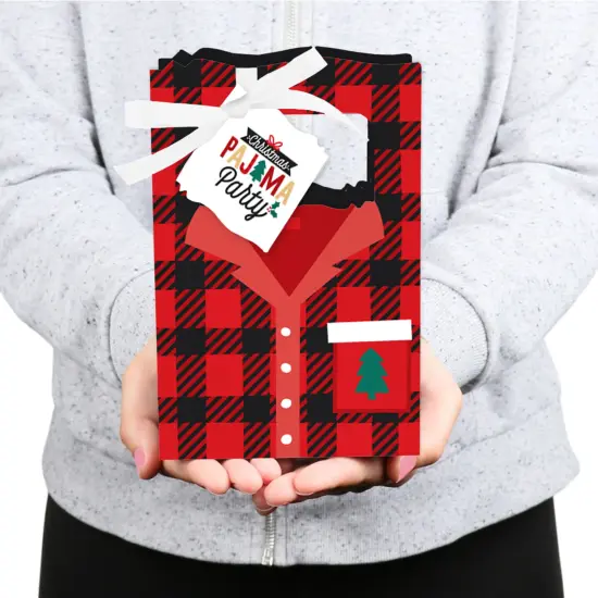 Big Dot of Happiness Christmas Pajamas - Holiday Plaid PJ Party Favor Boxes - Set of 12 {6}