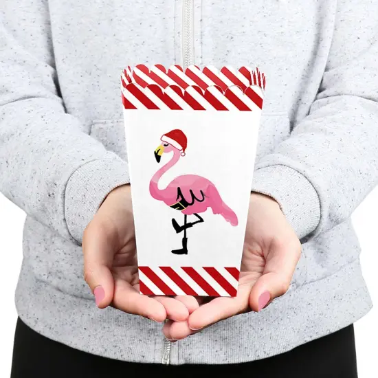 Big Dot of Happiness Flamingle Bells - Tropical Flamingo Christmas Party Favor Popcorn Treat Boxes - Set of 12 {6}