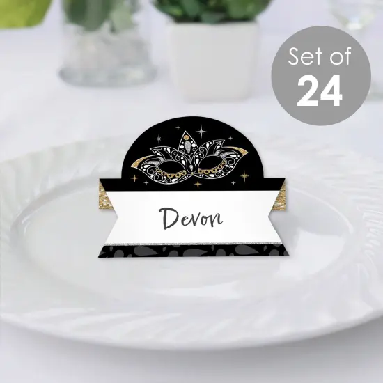 Big Dot of Happiness Masquerade - Mask Party Tent Buffet Card - Table Setting Name Place Cards - Set of 24 {3}