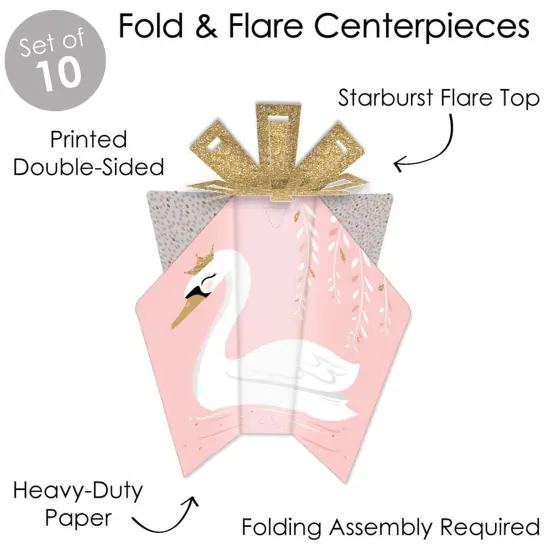 Big Dot of Happiness Swan Soiree - Table Decorations - White Swan Baby Shower or Birthday Party Fold and Flare Centerpieces - 10 Count {4}