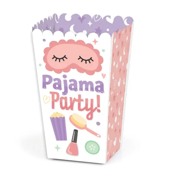 Big Dot of Happiness Pajama Slumber Party - Girls Sleepover Birthday Party Favor Popcorn Treat Boxes - Set of 12 {1}