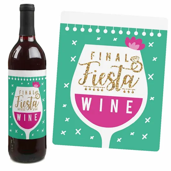 Big Dot of Happiness Final Fiesta - Last Fiesta Bachelorette Party Decorations for Women and Men - Wine Bottle Label Stickers - Set of 4 {7}