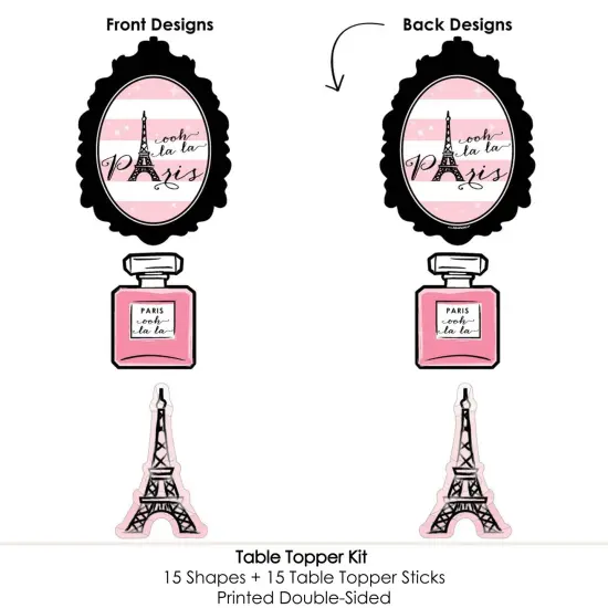 Big Dot of Happiness Paris, Ooh La La - Paris Themed Baby Shower or Birthday Party Centerpiece Sticks - Table Toppers - Set of 15 {6}