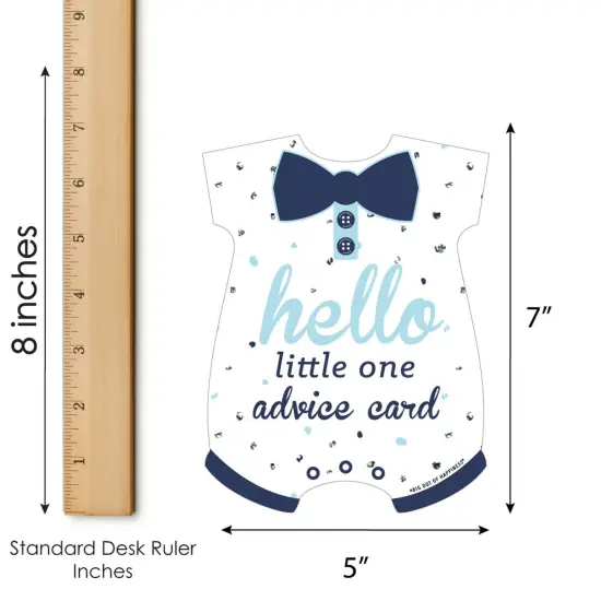 Big Dot of Happiness Hello Little One - Blue and Silver - Baby Bodysuit Wish Card Boy Baby Shower Activities - Shaped Advice Cards Game - Set of 20 {6}