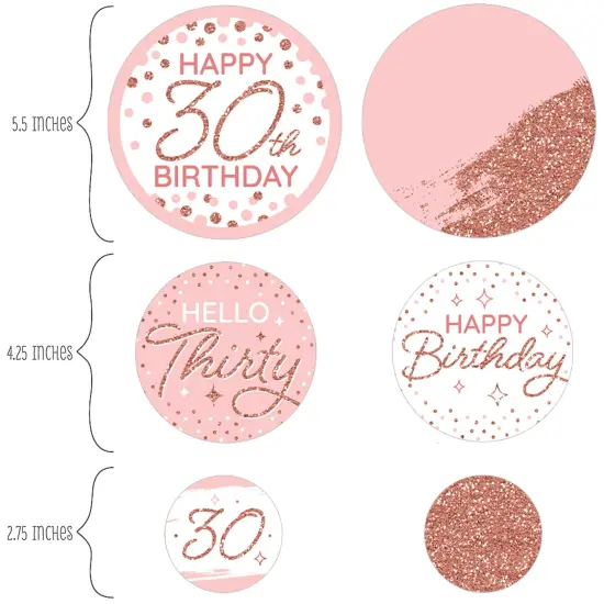 Big Dot of Happiness 30th Pink Rose Gold Birthday - Happy Birthday Party Giant Circle Confetti - Party Decorations - Large Confetti 27 Count {3}