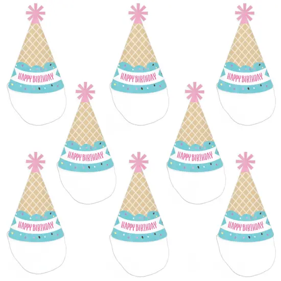 Big Dot of Happiness Scoop Up The Fun - Ice Cream - Cone Happy Birthday Party Hats for Kids and Adults - Set of 8 (Standard Size) {7}