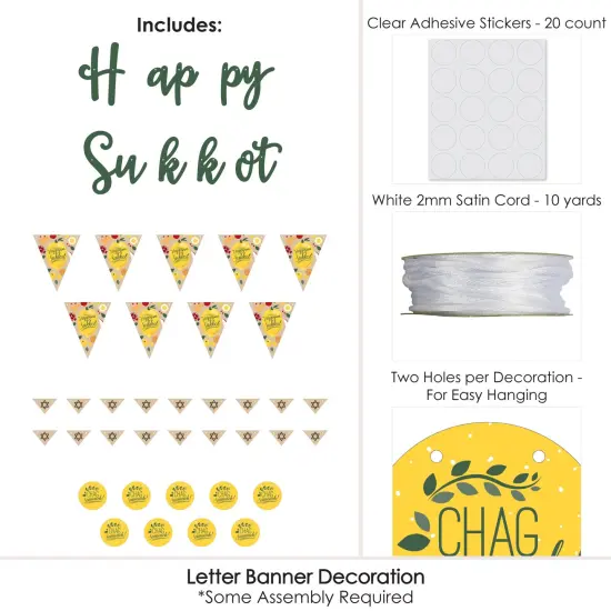 Big Dot of Happiness Sukkot - Sukkah Holiday Letter Banner Decoration - 36 Banner Cutouts and Happy Sukkot Banner Letters {6}