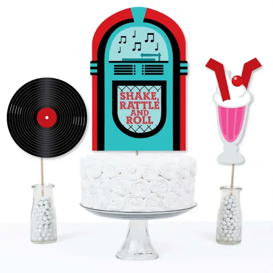 Big Dot of Happiness 50's Sock Hop - 1950s Rock N Roll Party Centerpiece Sticks - Table Toppers - Set of 15 {4}