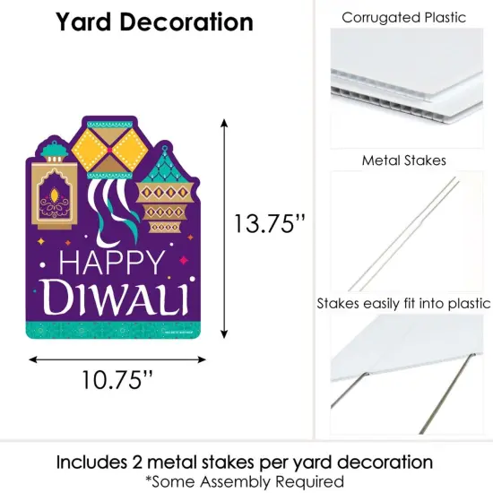 Big Dot of Happiness Happy Diwali - Outdoor Lawn Sign - Festival of Lights Party Yard Sign - 1 Piece {7}