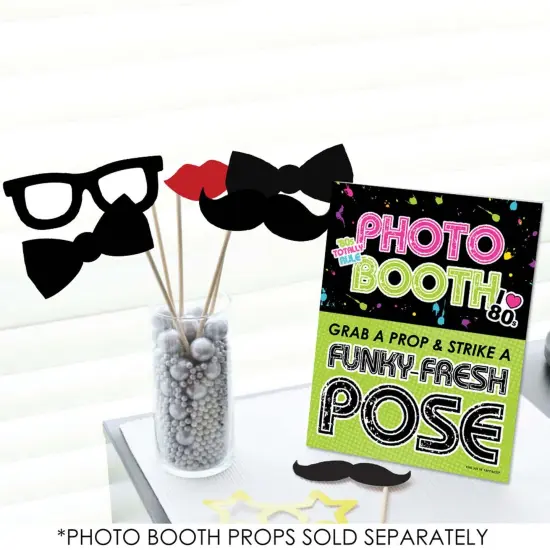 Big Dot of Happiness 80's Retro Photo Booth Sign - Totally 1980s Party Decor - Printed on Sturdy Plastic - 10.5" x 13.75" - Sign with Stand - 1 Piece {3}