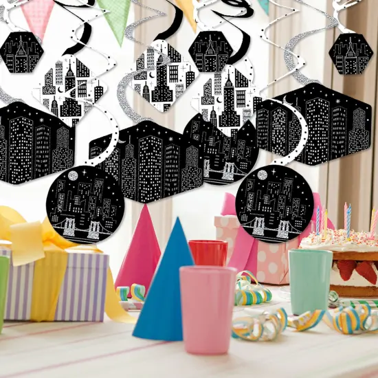 Big Dot of Happiness Nighttime City Skyline - New York Party Hanging Decor - Party Decoration Swirls - Set of 40 {3}
