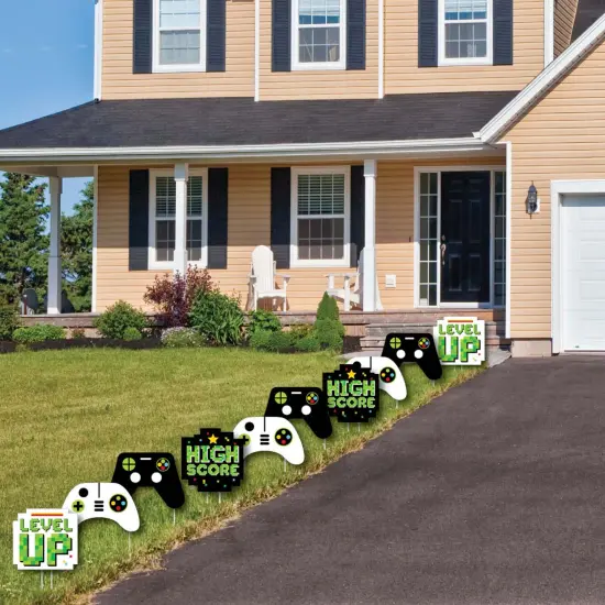 Big Dot of Happiness Game Zone - Game Controller Lawn Decorations - Outdoor Pixel Video Game Party or Birthday Party Yard Decorations - 10 Piece {4}