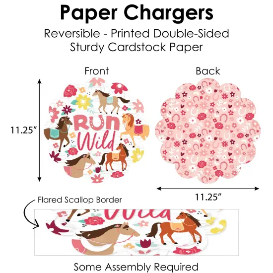 Big Dot of Happiness Run Wild Horses - Pony Birthday Party Paper Charger and Table Decorations - Chargerific Kit - Place Setting for 8 {6}